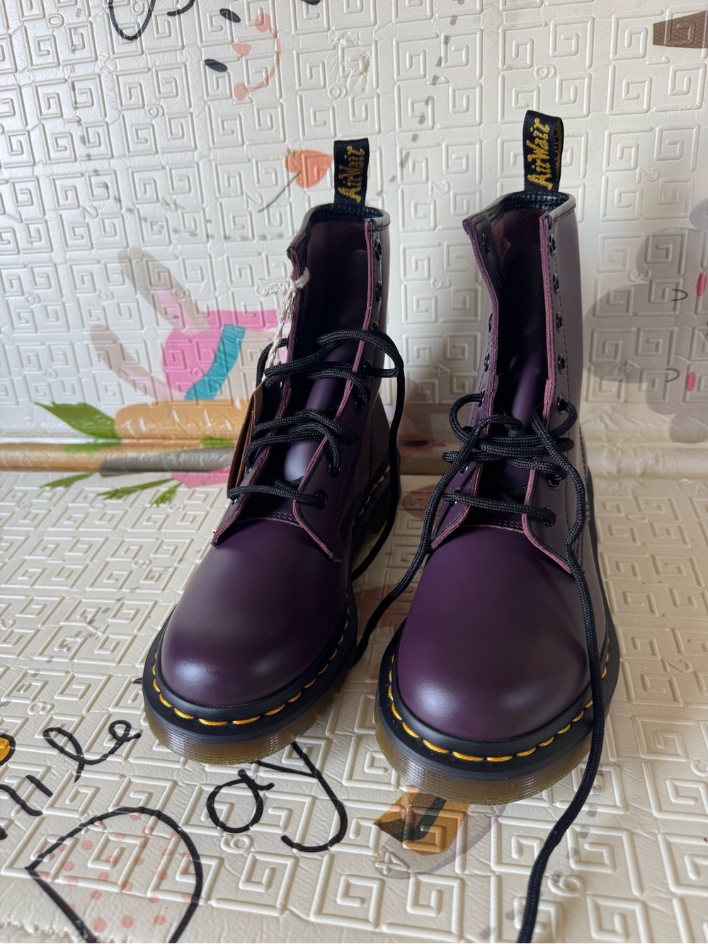 Dr. Martens Women's Dark Purple Lace-Up Combat Boots